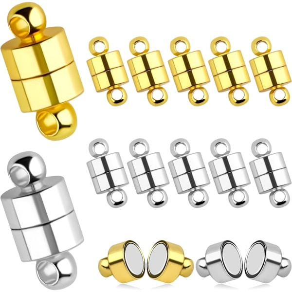 12pcs Magnetic Clasps for Jewelry Making, Necklace Clasp Magnets for Bracelets & Necklaces - Silver & Gold