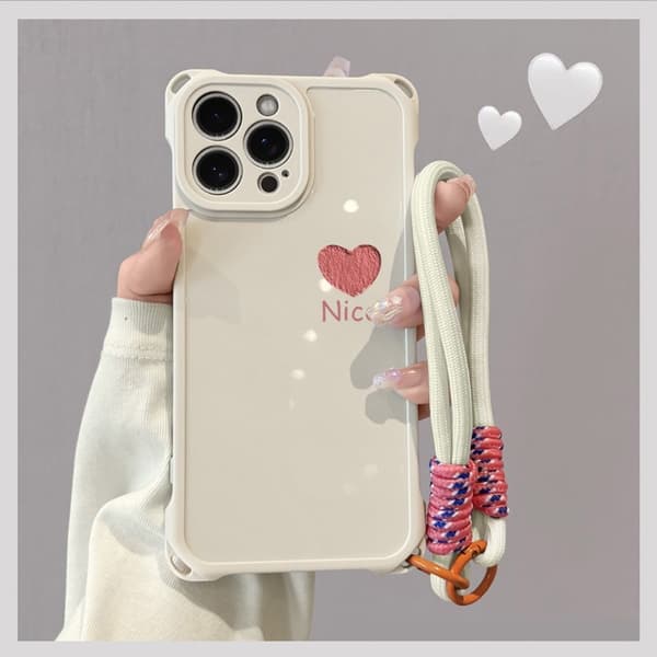 iPhone 16 Plus telefonfodral med snodd, vit