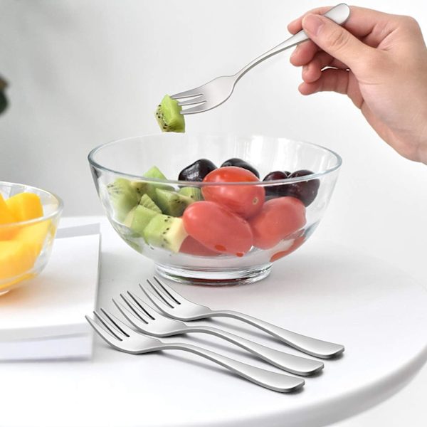6 stk rustfrie dessertskeer til dessert, frugt og kage, opvaskemaskine-sikre