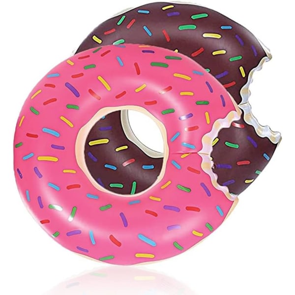 2-pak, Donut Pool Floater Pool Donut Pool Floater Donut Oppblåsbar Donut Inner Tube Donut Pool Ring Donut Strandbasseng, Rosa, Kaffe