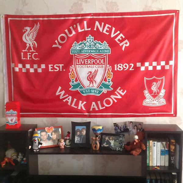 Äkta fotbollsbanderoll nr 4 fanflagga satin Liverpool flagga sjal flagga silkestryckt flagga