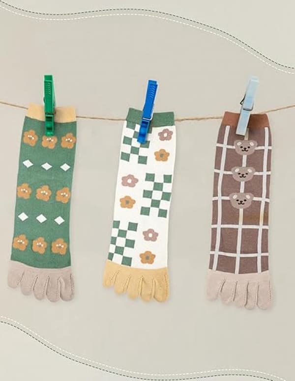 Dam Split-Toe Strumpor 6-Par Pack 100% Bomull Yoga Strumpor Släta Tåsömmar Inga Irriterande Sömmar Split-Toe Strumpor Dam Löpar Split-Toe Strumpor Sport