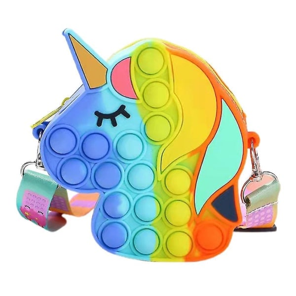 Girls Unicorn Push Bubble Stationery Bag Pop It Sensory Fidget Toy Gift