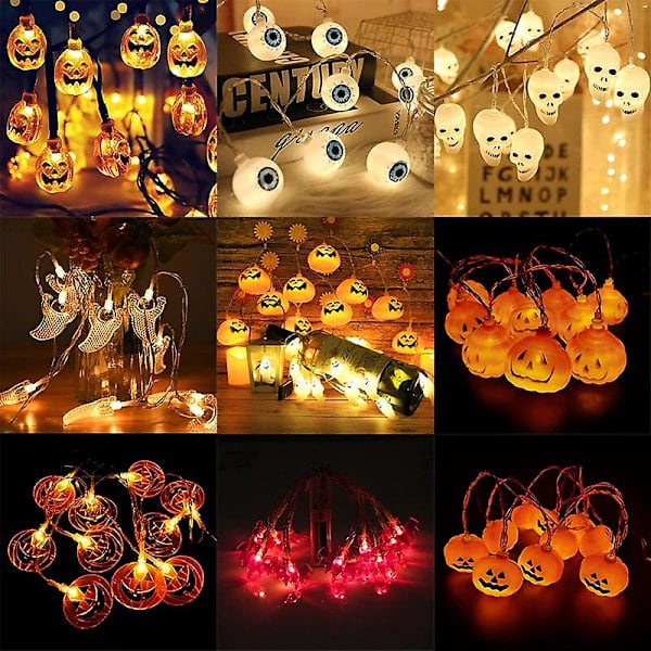 150cm 10LED Halloween LED-valoketju Kannettavat Kurpitsa Haamu Luuranko Lamput Kotiin Baariin Halloween-juhliin Koristelu Tarvikkeet 2022
