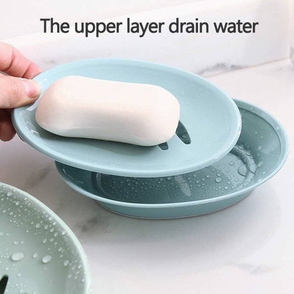 2-pack tvålkopp med avloppstvålhållare Enkel rengöring Tvålsparare Torrstopp speciell tvålbricka för dusch badrum kök (vit)