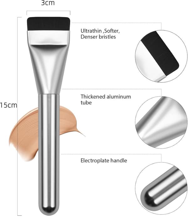 2-pack platta foundationborstar - sminkborstar - maskborstar - silver