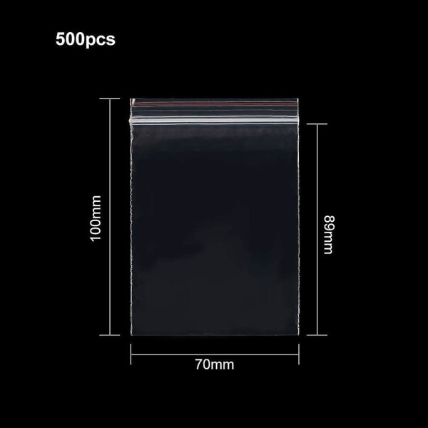 Lot 500 stk. Plastikposer med lynlås Transparent små lommer 10x7cm Tykkelse: 0,04mm