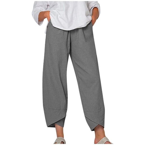 Linen Pants 7/8 Yoga Pants for Women, L