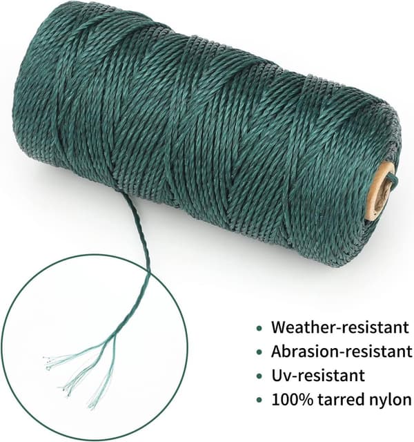 Grøn nylonsnor, 100 meter, 2 mm tyk, til havearbejde, camping og håndlavet binding.