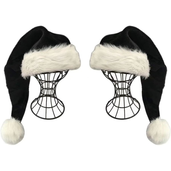 2 pcs * Black long-haired Santa hat * Black long-haired Santa hat