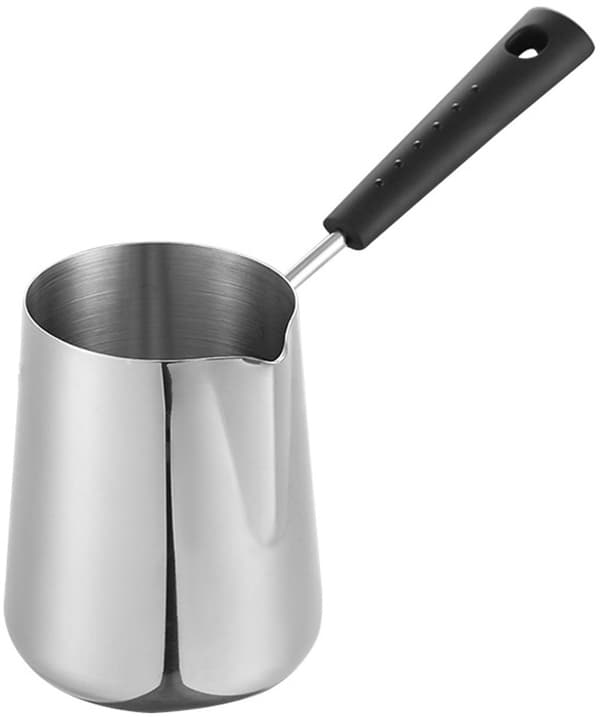 Multifunksjonell mokkakanne, for smelting av smør, melk, sauser og sirup, sølv.