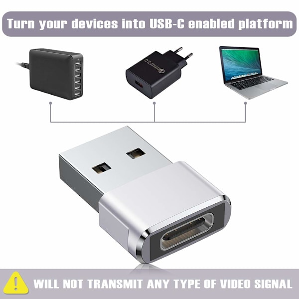 USB til USB-C adapter 3-pakning, Type C hun til USB A hann-konverter