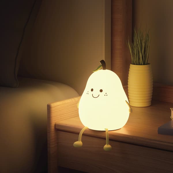 pc søt pæreformet lampe silikon LED nattlys, oppladbart