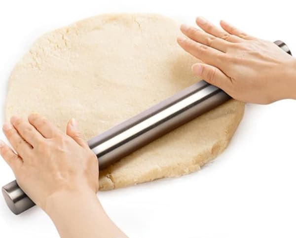 Hul bakestav i rustfritt stål, 20×2,5×2,5 cm, for deig, kjeks og pizza, sølv.