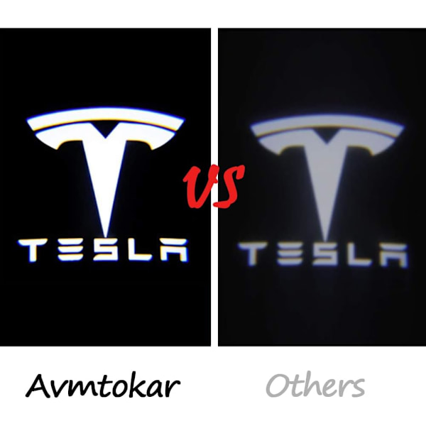 Større Projektions Pølelys Logo Projektor Dørlys Trinlys Tilbehør til Tesla Model 3/S/X/Y (1. Emblem med Bogstav 2 stk)