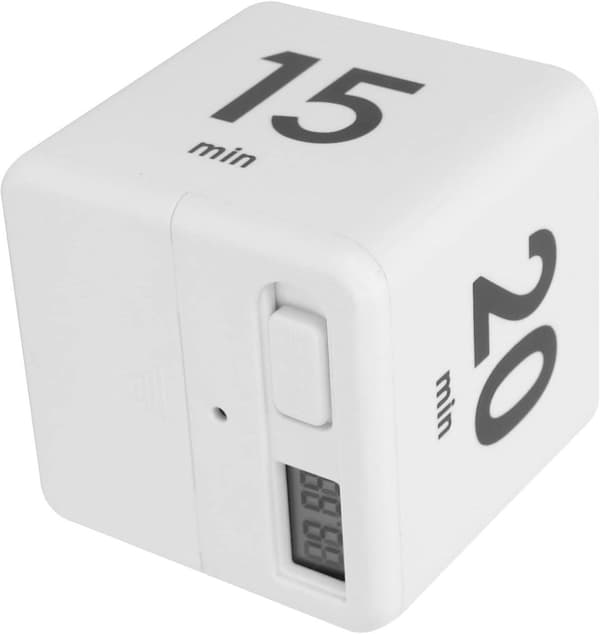 ING Kubtimer för tidshantering och kökstimer, träningstimer, roterande digital timer, workshops, Pomodori (15-20-30-60 minuter)