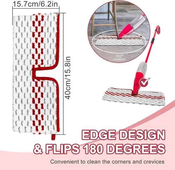 3-pak - Mikrofiber moppe udskiftningsklude - Egnet til Vileda 1-2 Spray MAX/o-cedar ProMist Max