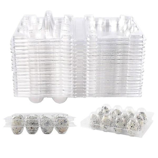 100 stk 12 Ruters Vaktel Eggboks Gjenbrukbar Vaktel Eggkartong Eggbeholder Transparent Kjøleskapsbeholder Mini Eggdispenser med Lokk for Kjøleskap