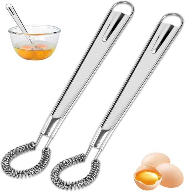Eggvisp - Eggpisker - 2 stk - Håndmikser - Stavmikser - Kjøkkenhjelper - til matlaging og baking - Manuell - 21cm