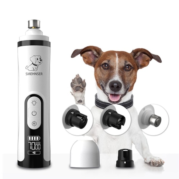 Hunde Neglekværn med Lys - Stille Elektrisk Klovtrimmer til Små til Mellemstore Hunde og Katte - Sikker og Effektiv