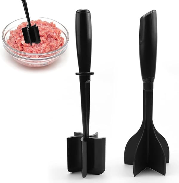 2 stycken potatispressar - köttpress - purépressar - värmebeständig köttpress för köttfärs - mixer - ergonomisk - diskmaskinssäker - svart