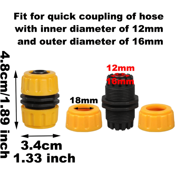 Slange Reparationskit - 1/2 Tommer Dobbelt Have Slange Connector - Nem og Holdbar Reparationsløsning