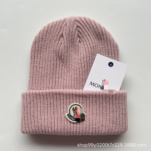 Mon-clers unisex stickad mössa för kvinnor och män, varm vintermössa för skidåkning rosa pink