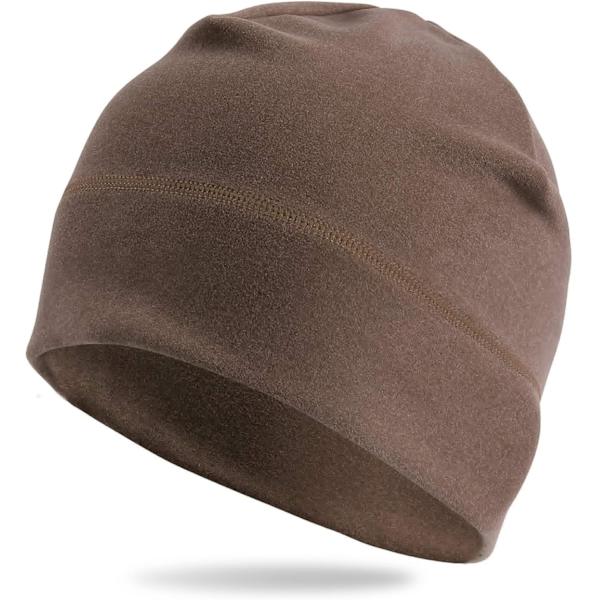 Kaffebønner Vinter Termisk Løbehue, Fleece Hætte, Vindtæt Hjelmforing, Åndbar Cykelhue til Mænd & Kvinder, 56-61cm Coffee