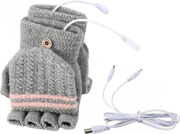 ING Unisex USB Opvarmede Handsker - Strikkede Beskyttelseshandsker - Grå