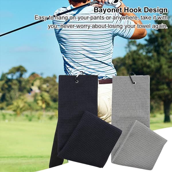 2-pak - Mikrofiber Golfhåndklæder - Bløde - absorberende og svedtransporterende - mørkegrå - 40*40 cm