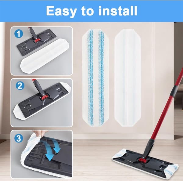 4-pak - Mikrofiber Moppepude Erstatninger til O-Cedar H2pro Moppesystem - Moppehoved Erstatninger - Maskinvaskbar og Genanvendelig