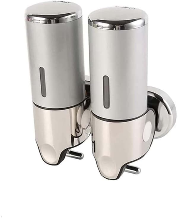 Vægmonteret brusegel/sæbedispenser uden boring 1000 ml (sølv), badeværelses shampoo dispenser