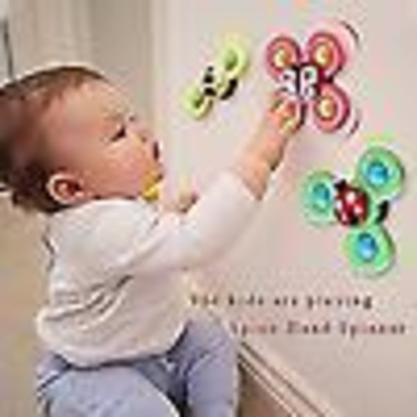 3 st Baby Sugkopps Snurrleksaker Fidget Spinner Badleksaker flerfärgade