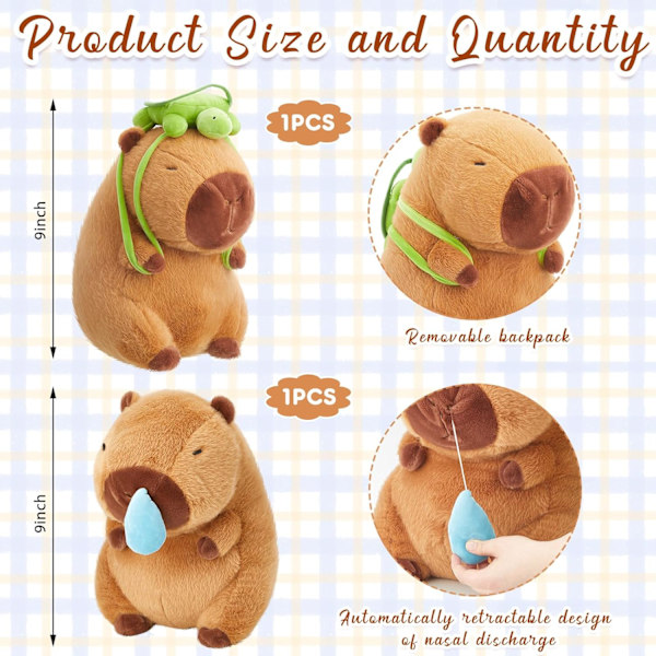 2 kpl söpöitä Capybara-pehmoleluja Ihastuttavat 9'' Capybara-pehmolelut Piirretty Pehmeä Ruskea Capybara