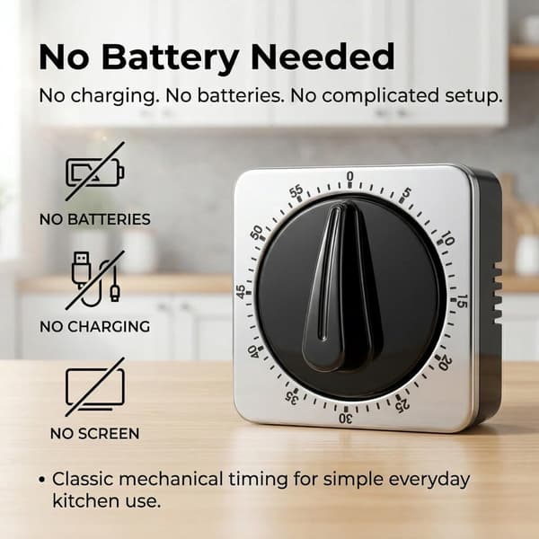 Kjøkkentimer - Magnetisk Kjøkkentimer - Analog - Matlagingstimer - Eggtimer - Hendig Dreieknapp