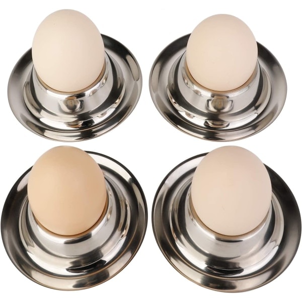 4 eggkopper i rustfritt stål for bløtkokte egg