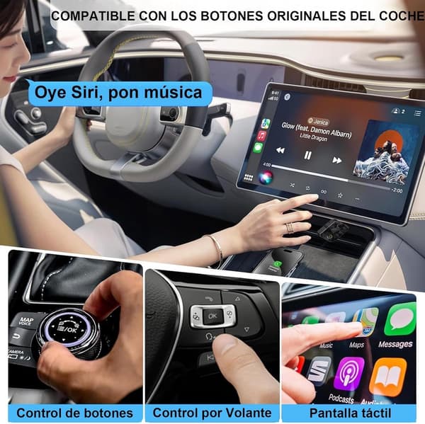 Trådløs CarPlay-adapter, plug and play, kompatibel med iPhone/Android, null forsinkelse.
