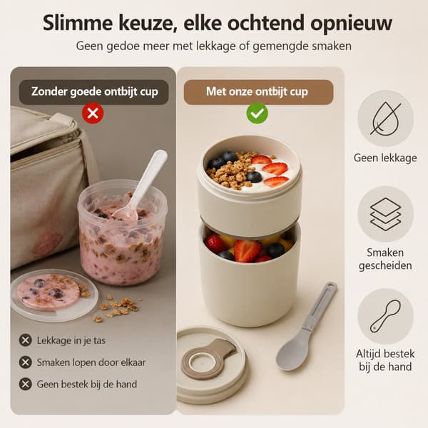 650 ml dobbeltlags lækagesikker madkasse i rustfrit stål, med foldbart bestik, velegnet til børn og voksne, beige.