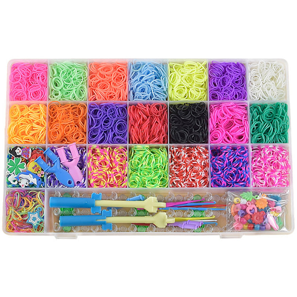 Loom Bands -setti 6 800 kuminauhaa - Tee omia rannekkeita & hahmoja monivärisinä