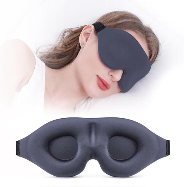 3D sovemaske for sidesovere, pustende og trykkfri, unisex, grå.