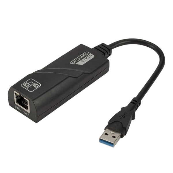 Langallinen USB 3.0 - Gigabit Ethernet RJ45 -verkkoadapteri, 1000 Mbps, musta