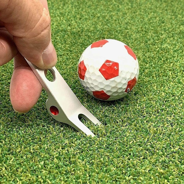 Sølv Golf Divot Reparasjonsverktøy, Rustfritt Stål Gaffel Pivot Divot Verktøy med Ballmarkør, Kompatibel med Scotty Cameron