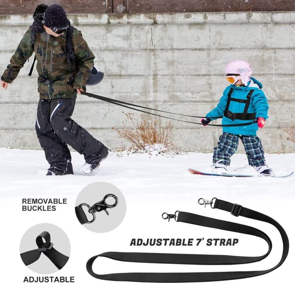 ING Børneski- og snowboardsele - Sikkerhedssele til skitraining - (Sort)