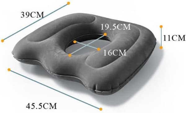 ING Ergonomisk Siddepude - Oppustelig Pude - 45*39 cm (Grå)