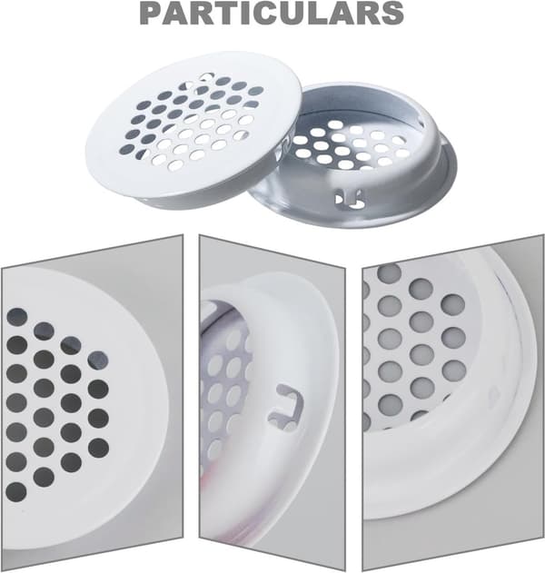 20 stk. Ventilationsrist, runde luftriste, luftriste, rustfri stål luftriste, Rund ventilationsrist, 35mm, Ventilationshuller