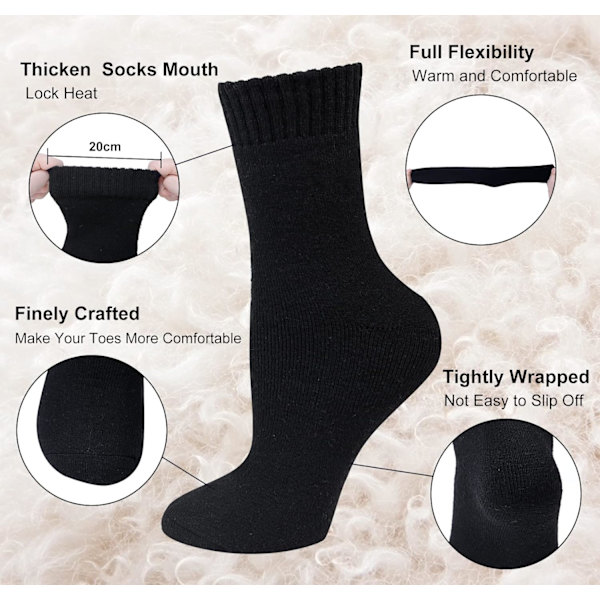 5 par herrstrumpor i merinoull, vinterstrumpor i ull, termiska strumpor i bomull, tjocka termiska strumpor för vandring, vandring, present, svart, kamel, brun Black camel brown