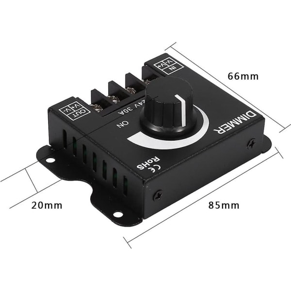 Dimningskontroll, 12v-24v 30a LED-omkopplare Manuell drift Led-remsa Monokrom (d-583-a)