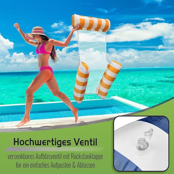 Uppblåsbar vattenhängmatta, 120×105cm, poolflottörsäng, 2-pack