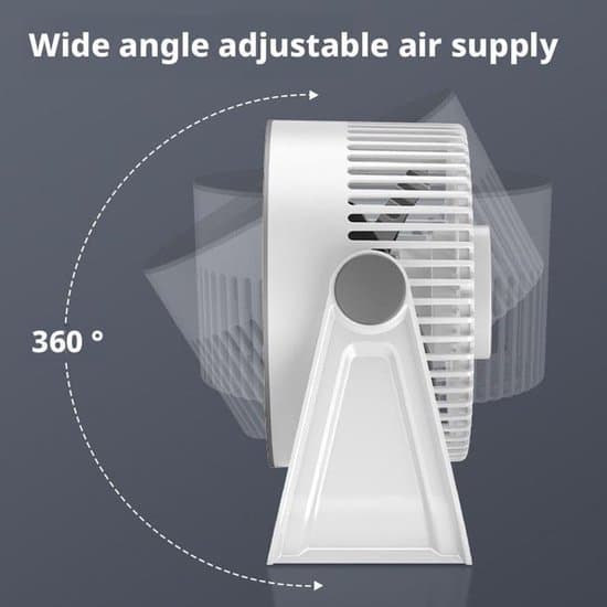 ING Bordventilator - Trådløs Ventilator - Ventilator - LED Lys - 5 Hastigheder - 3 Lys - 11,7 x 22,5 cm