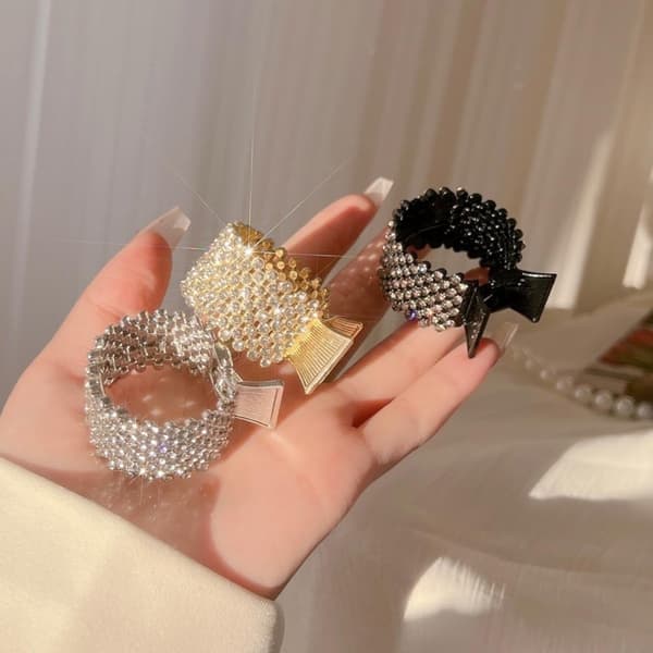 Hårklämmor med strass för hästsvans, 3-pack, halkfria.
